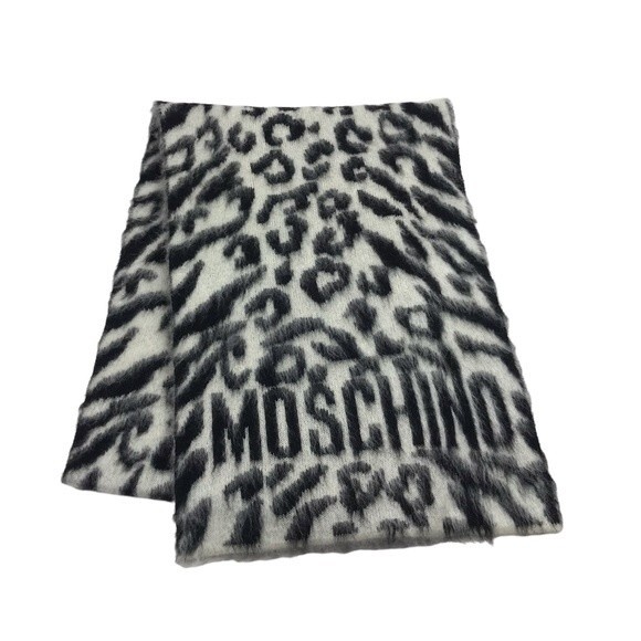 Moschino leopard print mohair/wool blend scarf - Picture 5 of 8
